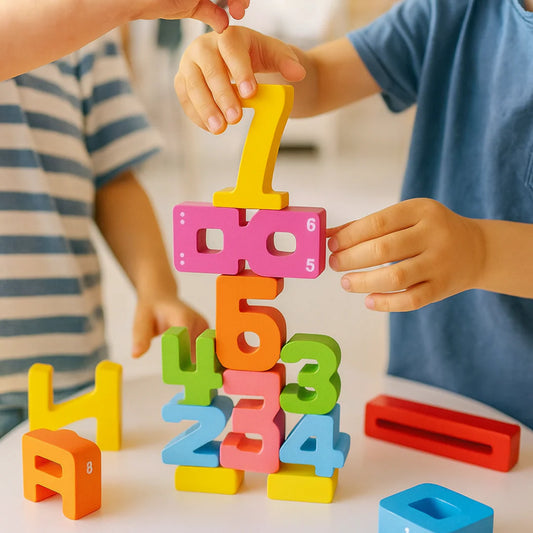 Dřevěné číselné bloky pro výuku matematiky a logiky