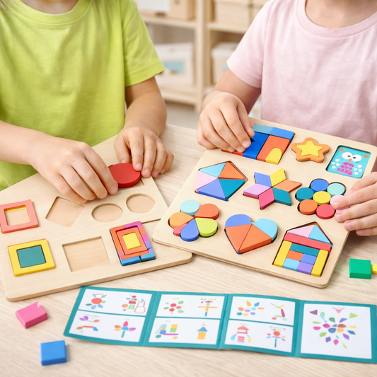Dřevěná stavebnice pro rozvoj tvarového vnímání a barev