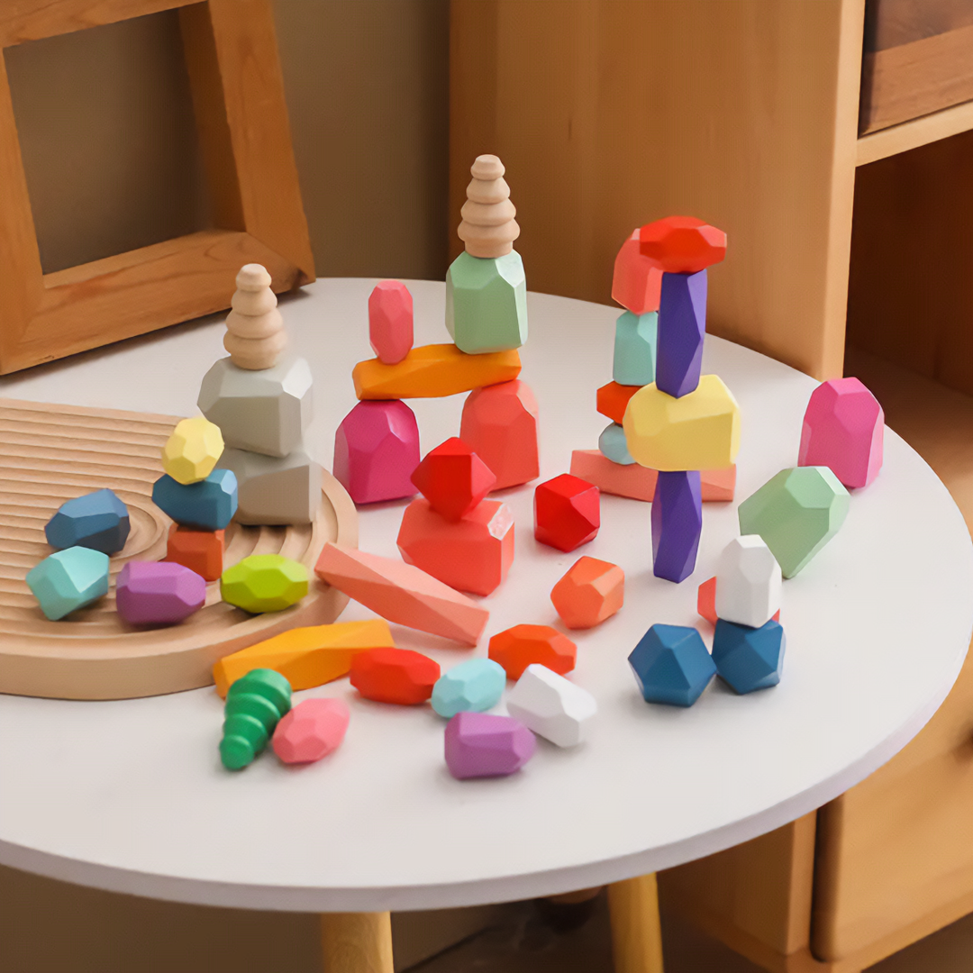 🪵Dřevěné Barevné Vyvažovací Bloky – Různé Délky, Puzzle Hra 36 dílné