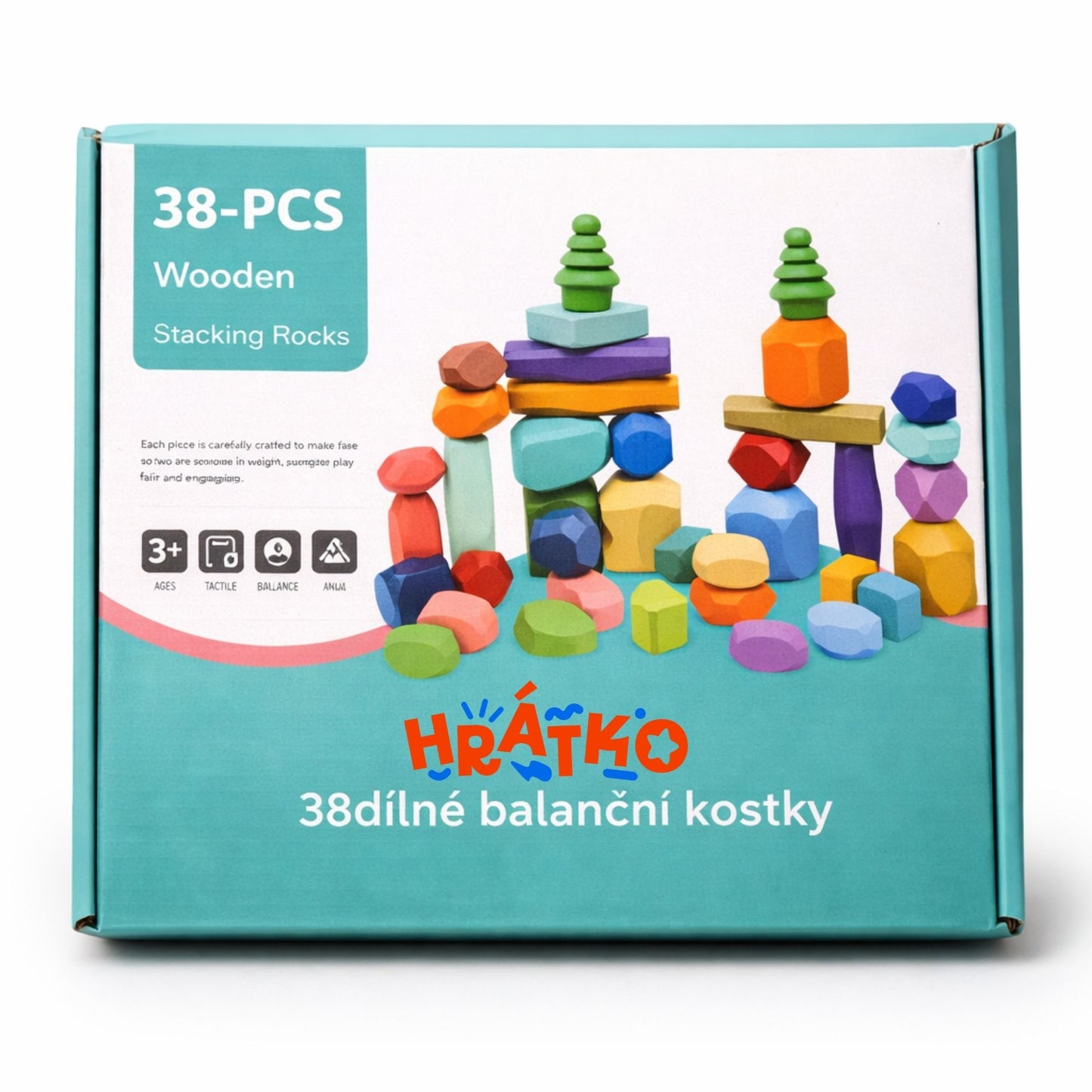 🪵Dřevěné Barevné Vyvažovací Bloky – Různé Délky, Puzzle Hra 36 dílné