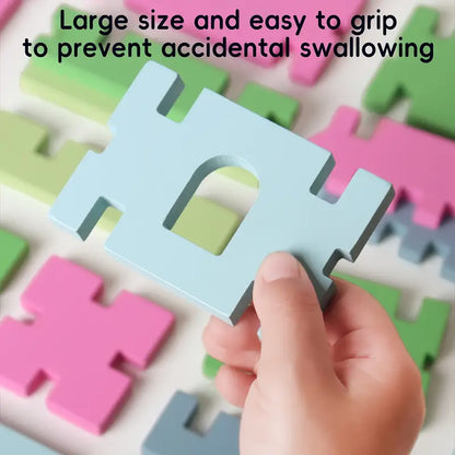 🌟 Dřevěná Skládačka Tvarů &amp; Bloků – Barevná Montessori Hračka 74dílná