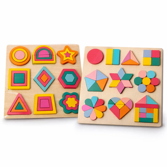 Dřevěná stavebnice pro rozvoj tvarového vnímání a barev