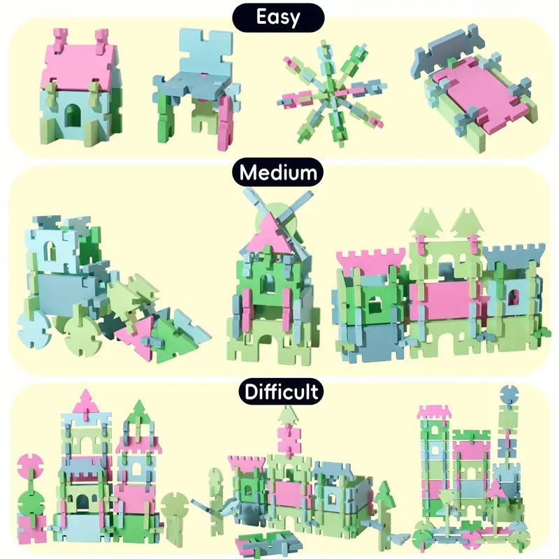 🌟 Dřevěná Skládačka Tvarů &amp; Bloků – Barevná Montessori Hračka 74dílná