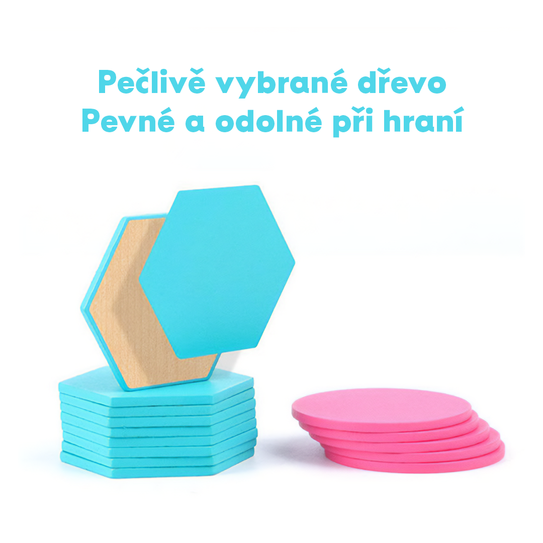 🐾 Sada Drevený Zvířecí &amp; Geometrický Tvarový Puzzle Tangram