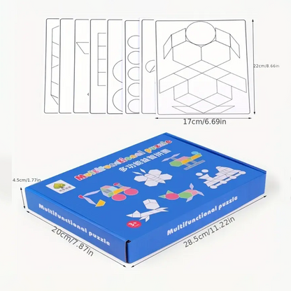 🐾 Sada Drevený Zvířecí &amp; Geometrický Tvarový Puzzle Tangram