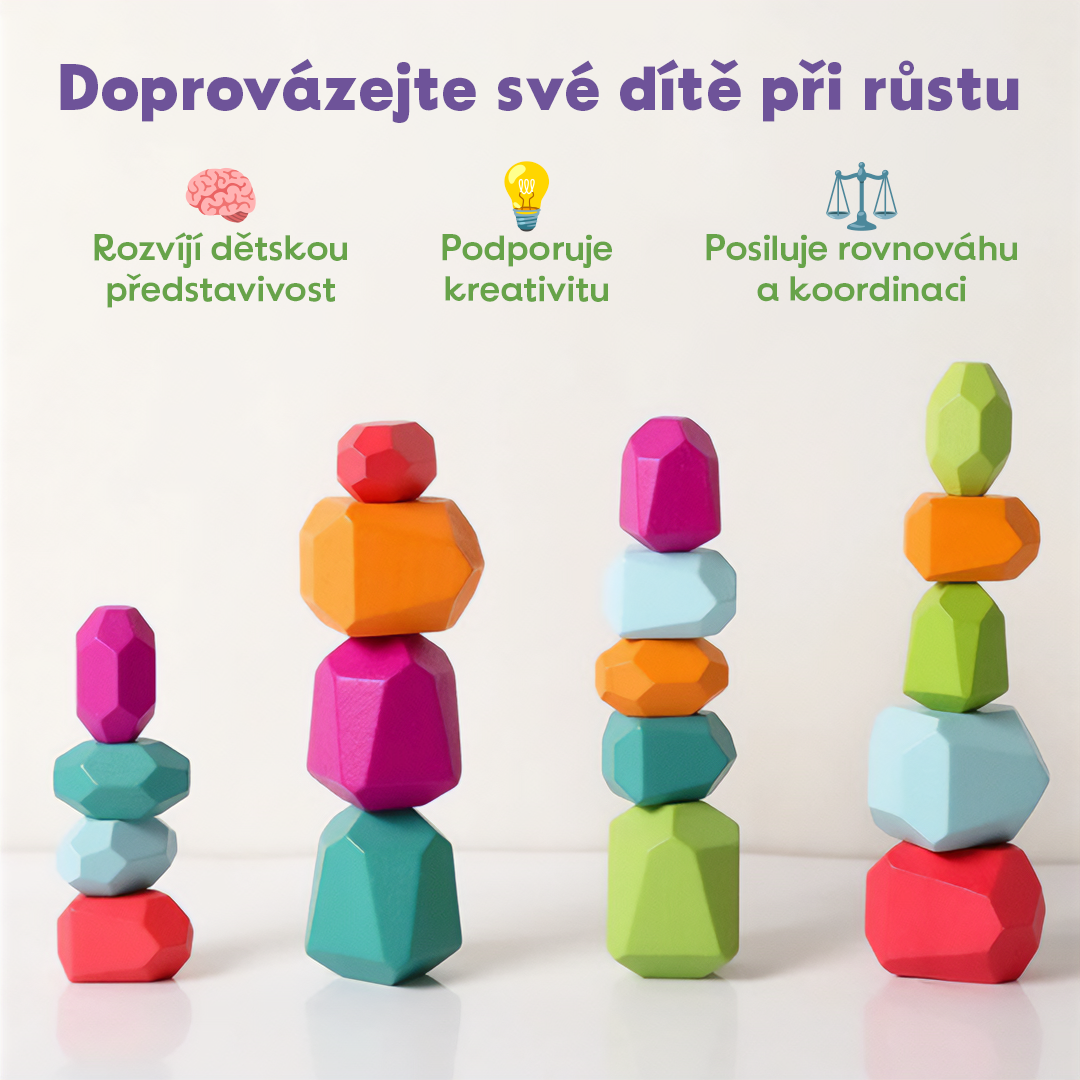 🪵Dřevěné Barevné Vyvažovací Bloky – Různé Délky, Puzzle Hra 36 dílné