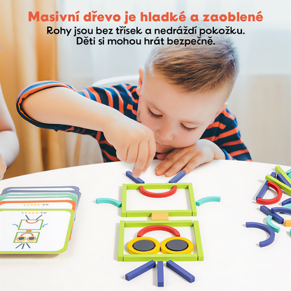 🌈Dřevěná Sada 120 Tyček A Kroužků / Wooden Stick &amp; Ring Logická hra 120 KS