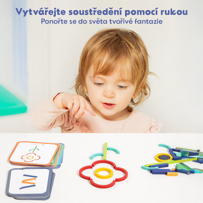 🌈Dřevěná Sada 120 Tyček A Kroužků / Wooden Stick &amp; Ring Logická hra 120 KS