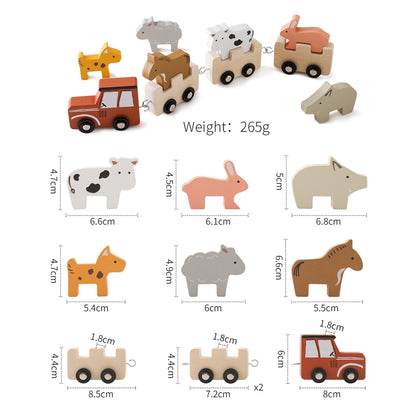 Montessori vláčková sada se zvířaty / Montessori Animal Train Set