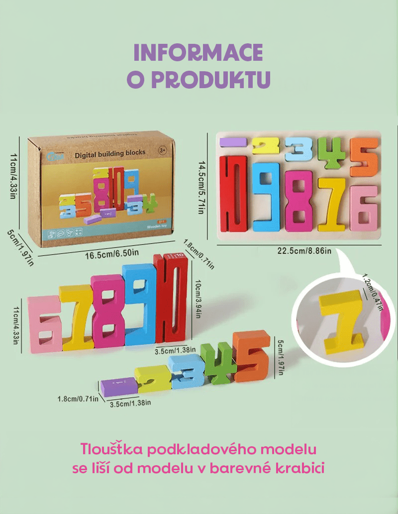 Dřevěné číselné bloky pro výuku matematiky a logiky - Hratko - Svět Hraček