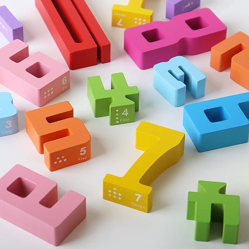 Dřevěné číselné bloky pro výuku matematiky a logiky - Hratko - Svět Hraček