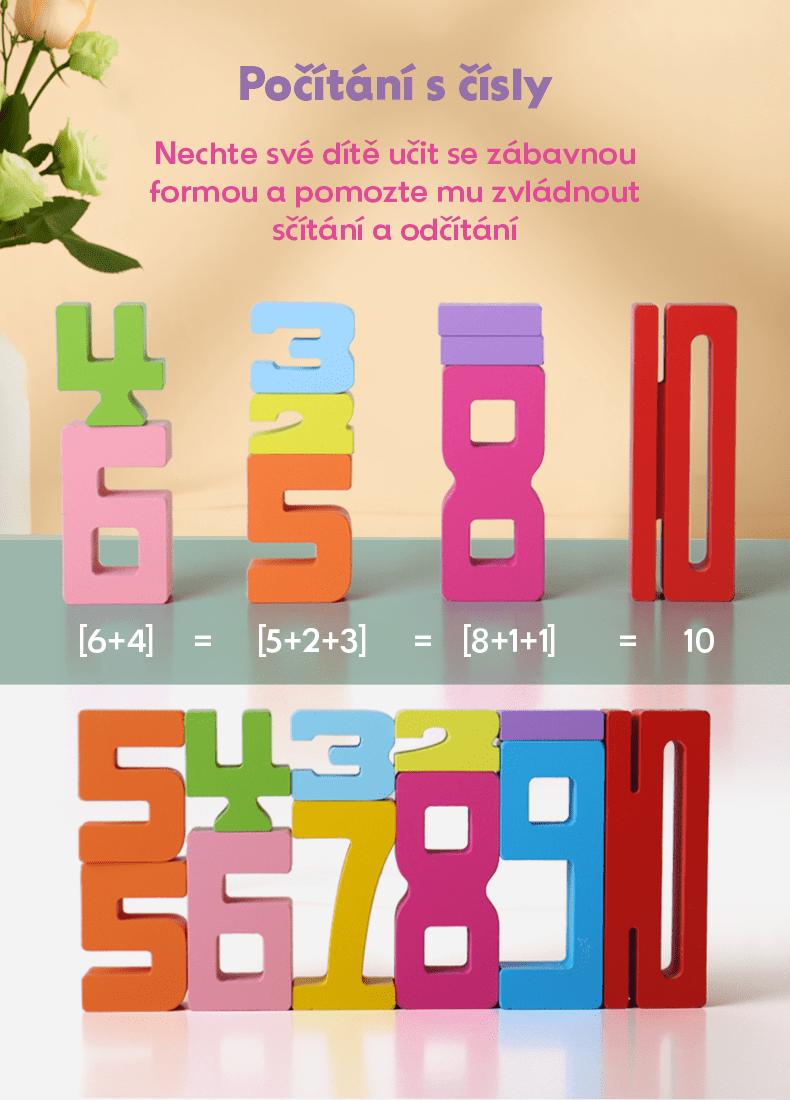 Dřevěné číselné bloky pro výuku matematiky a logiky - Hratko - Svět Hraček