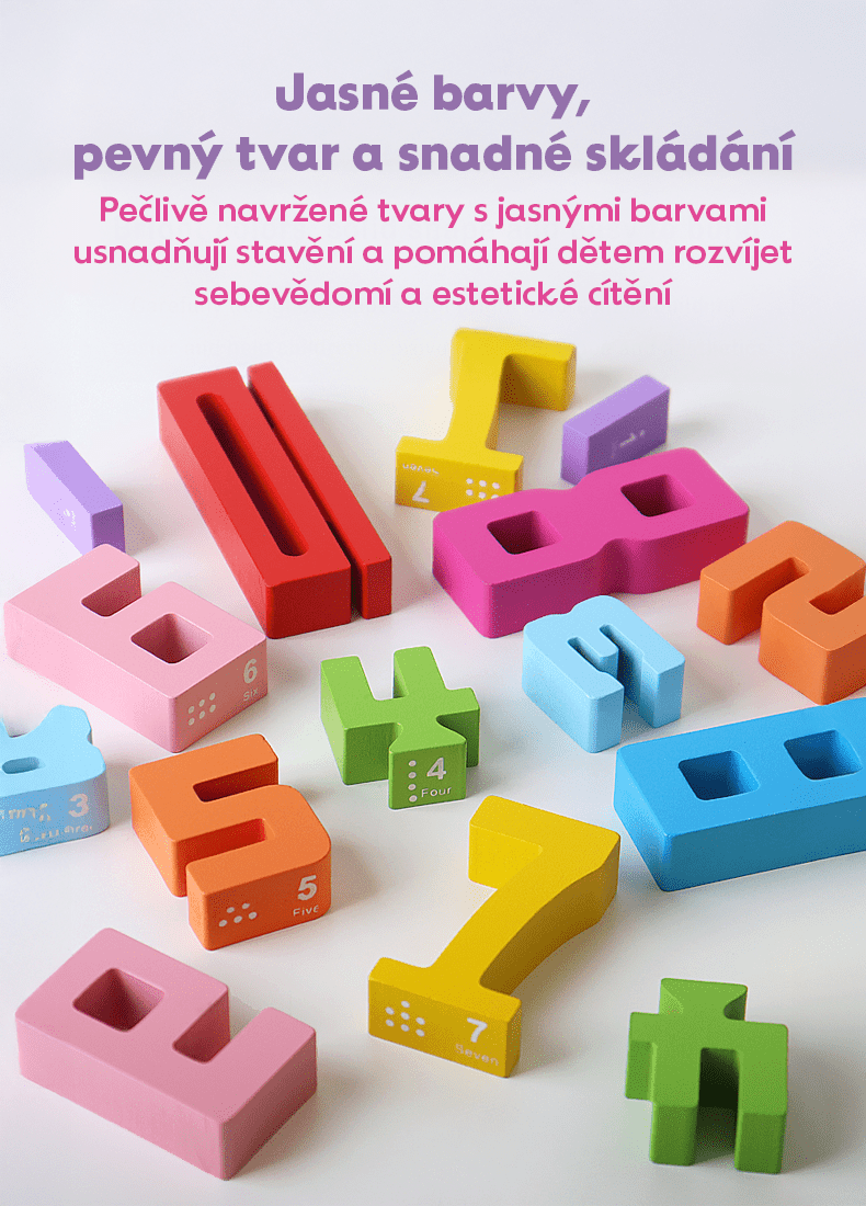 Dřevěné číselné bloky pro výuku matematiky a logiky - Hratko - Svět Hraček