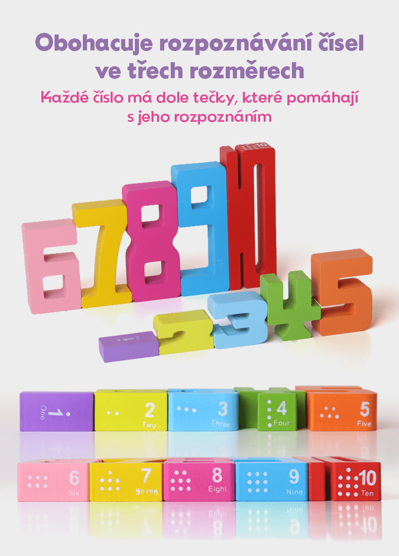 Dřevěné číselné bloky pro výuku matematiky a logiky - Hratko - Svět Hraček