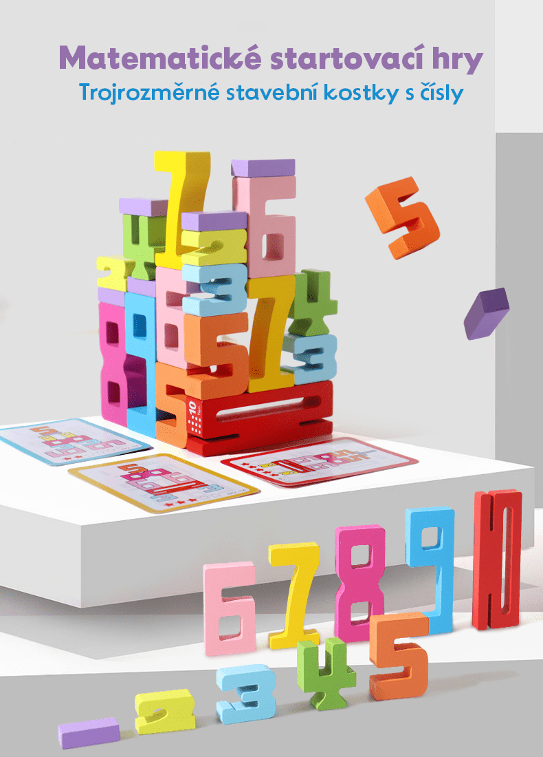 Dřevěné číselné bloky pro výuku matematiky a logiky - Hratko - Svět Hraček