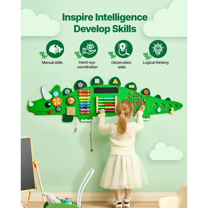 Dinosauří nástěnná deska – 11 aktivit – Montessori učicí panel