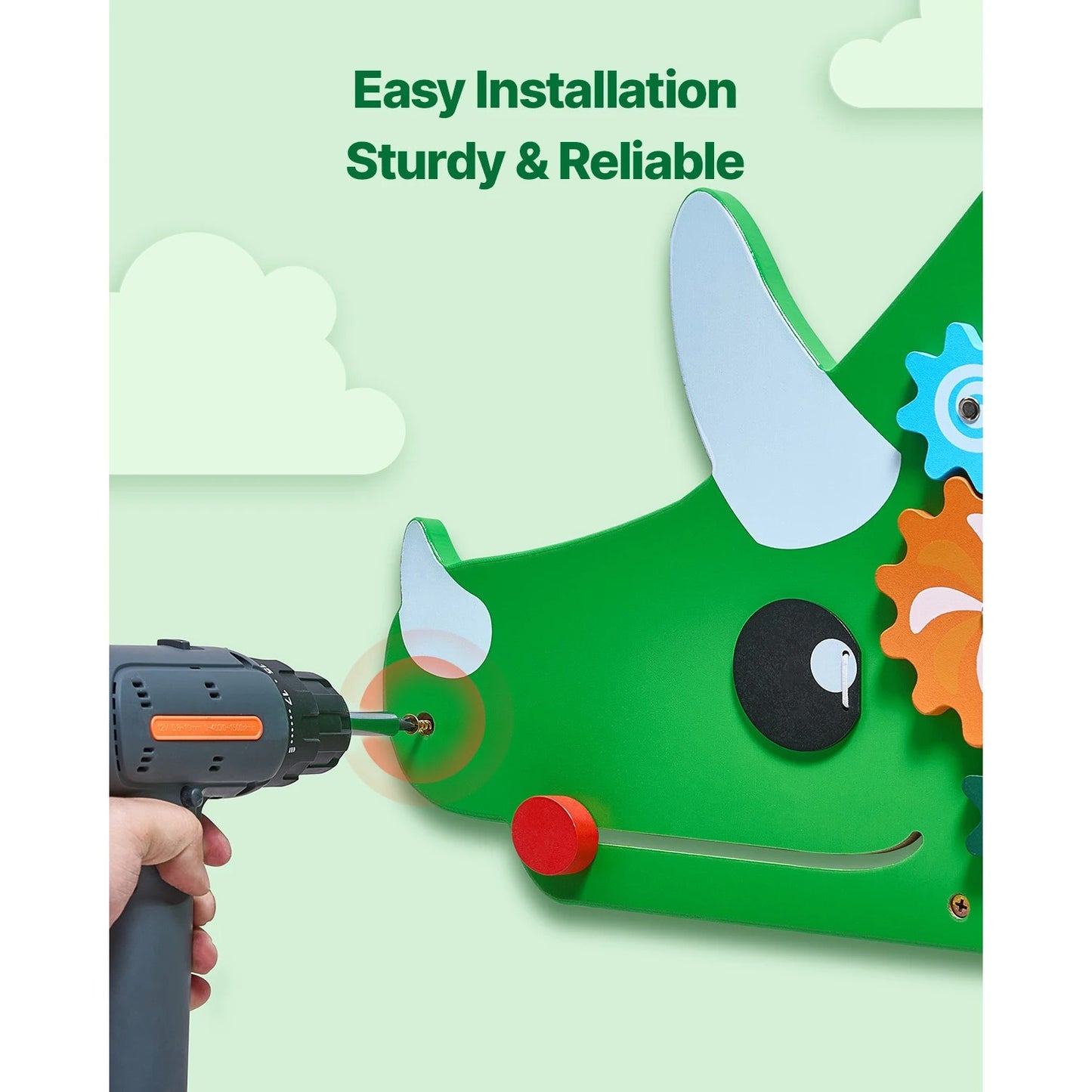 Dinosauří nástěnná deska – 11 aktivit – Montessori učicí panel