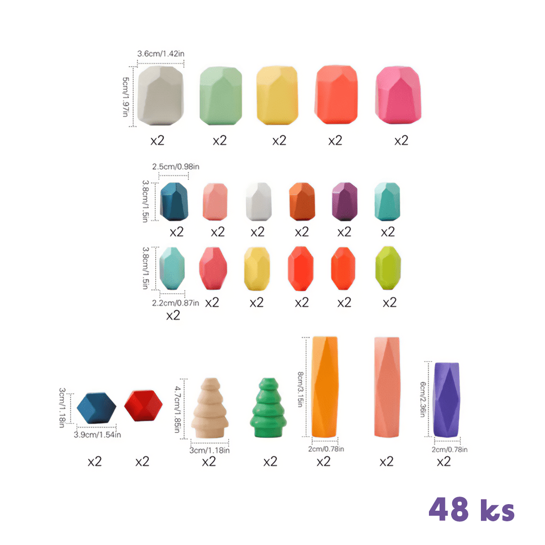 Montessori vyvažovací bloky pro rozvoj motoriky 36 ks - Hratko - Svět Hraček